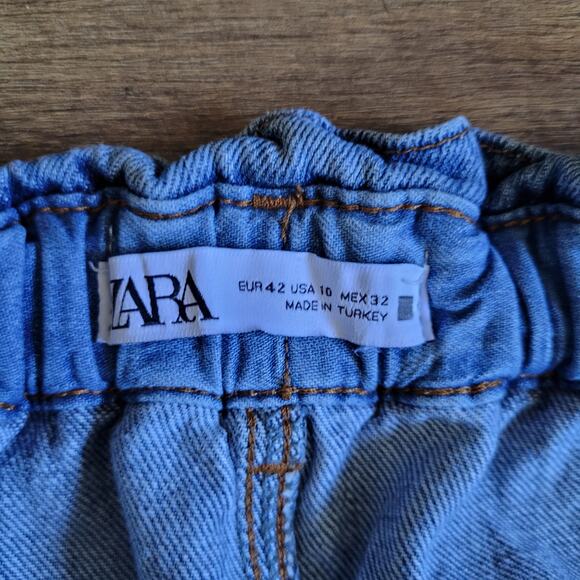 Zara High-Waisted Paperbag Jeans Wide Leg Denim NWOT Woman's Size 10 - Picture 3 of 10